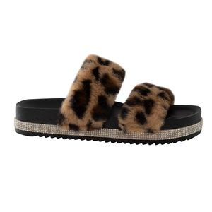Mudd Womens Lauren Fur Footbed Sandal NWT